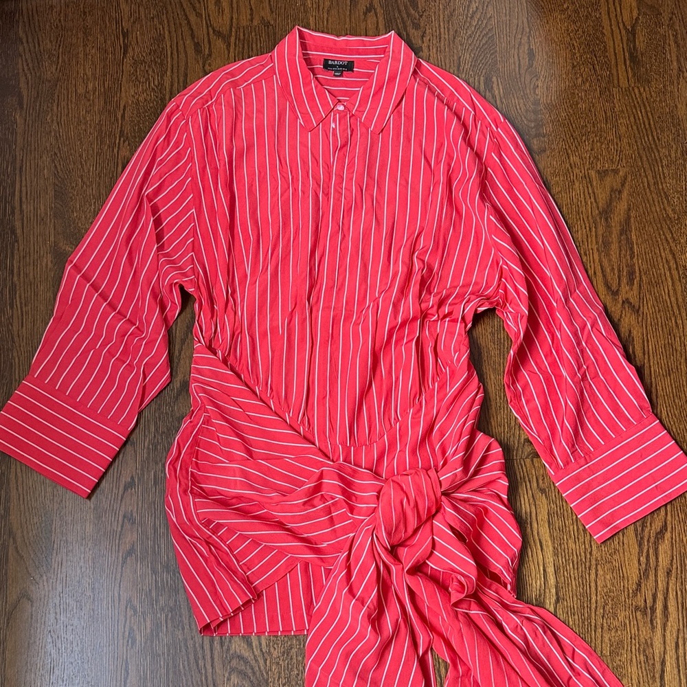 Bardot Red Striped Mini Dress
